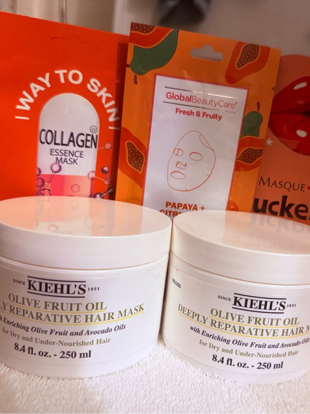 Kiehl's Olive Fruit Oil Deeply Reparative Hair Mask Duo Set: White & Olive Green